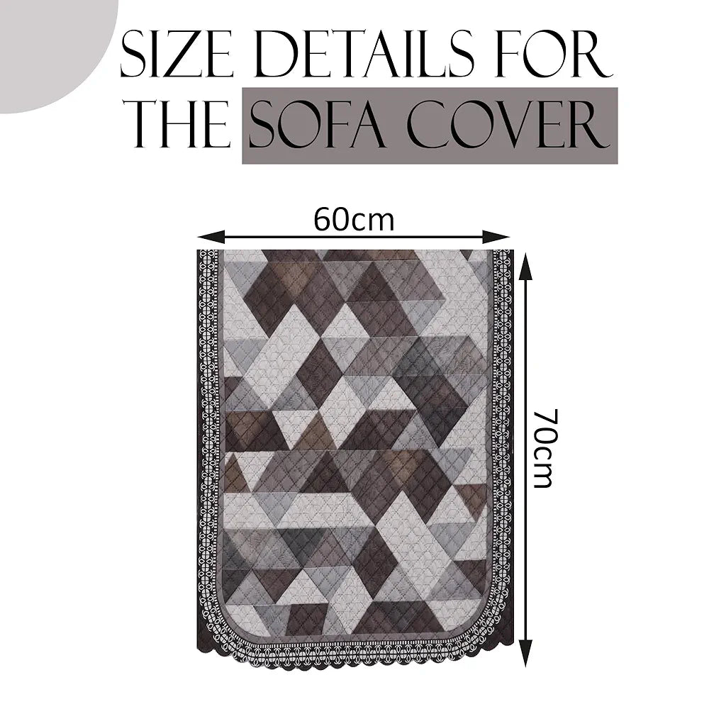 Kuber Industries Set of 4 Durable 2 Seater Sofa Cover for Living Room | Easy Machine Washable Sofe ke cover for Protection & Comfort for Home Furniture | Triangle Print - White & Brown
